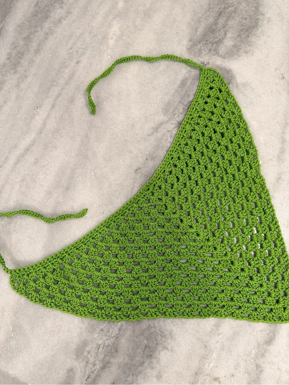Handmade Crochet Bandana Head Scarf Cotton Boho Triangle Wrap Fest Cottagecore
